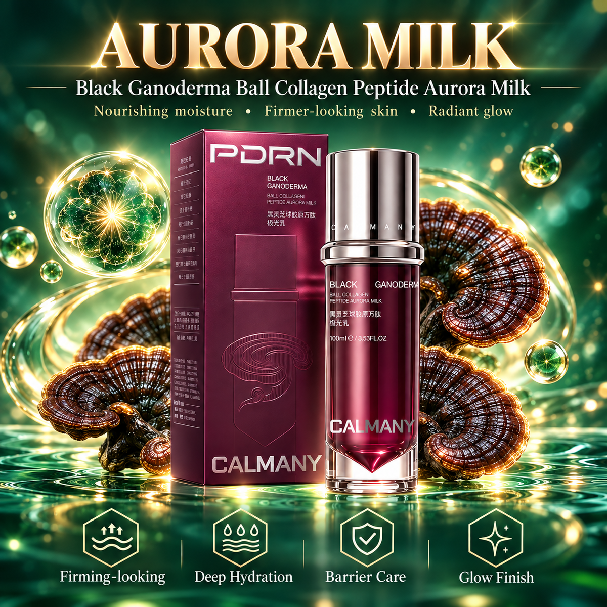 CALMANY Black Ganoderma Collagen Peptide Radiance Emulsion