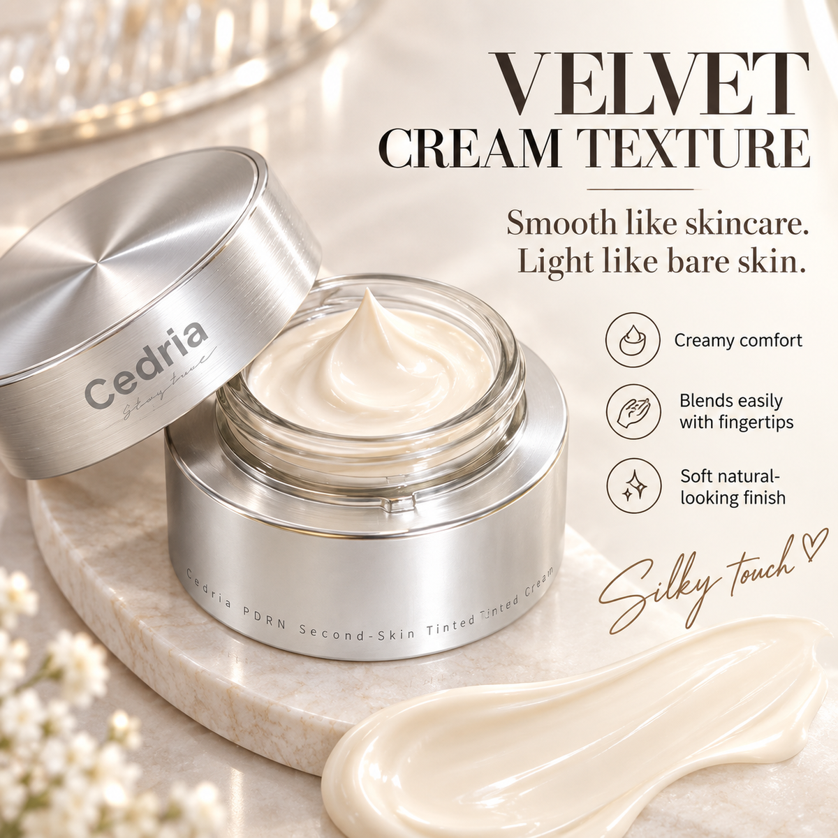Cedria PDRN Second-Skin Tinted Cream | Soft-Blur Bare Skin Finish