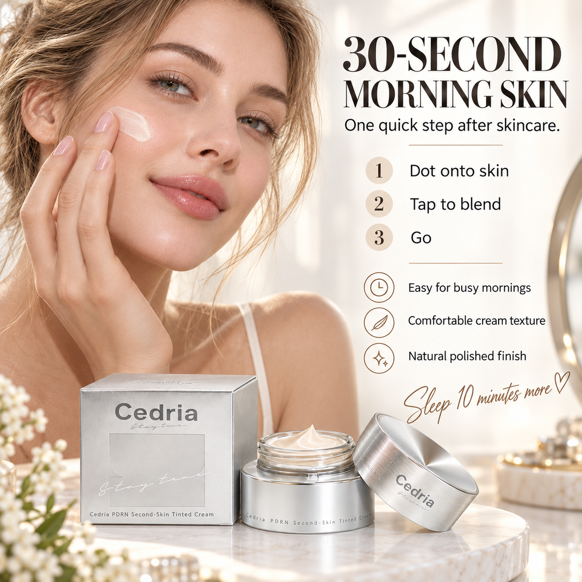 Cedria PDRN Second-Skin Tinted Cream | Soft-Blur Bare Skin Finish