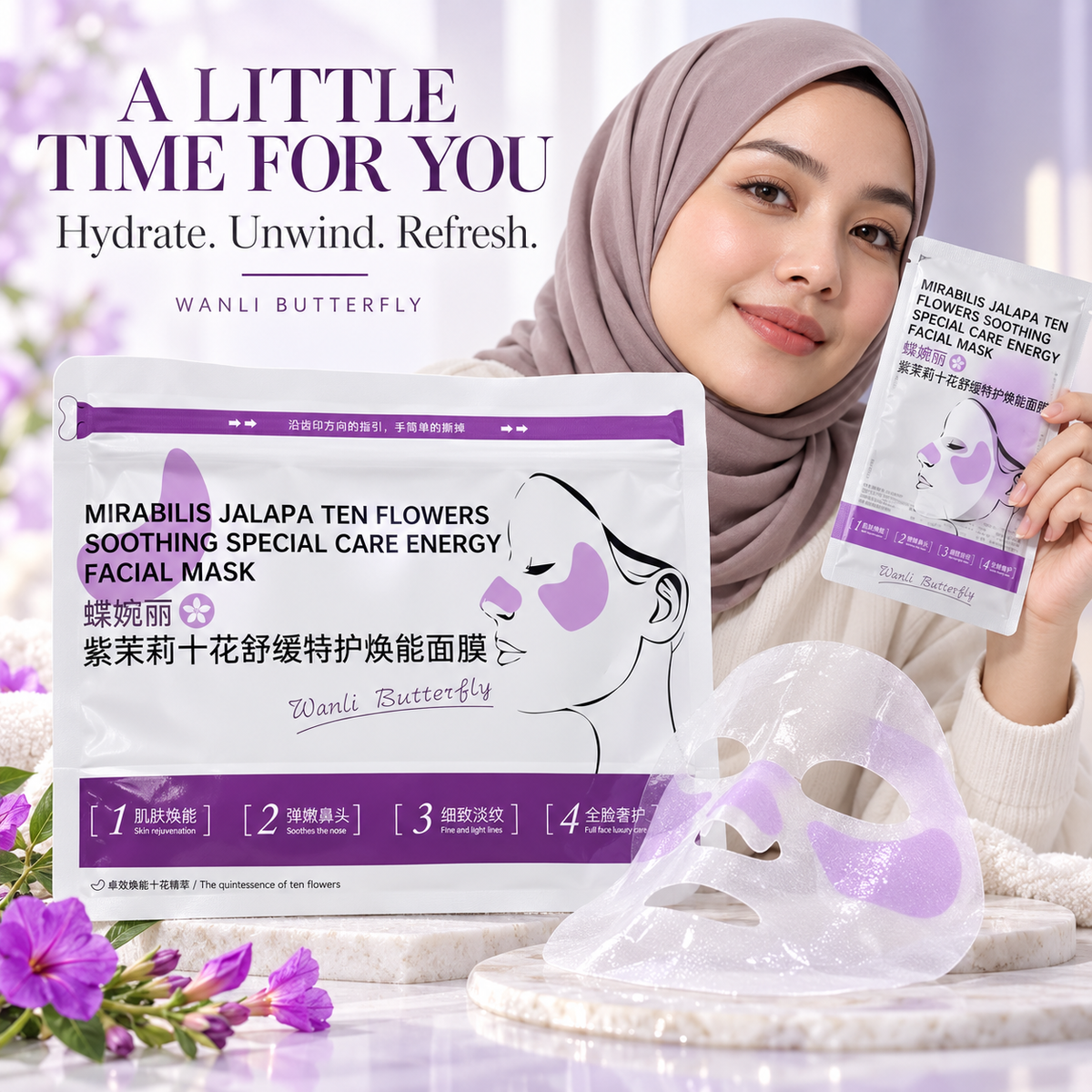 10-Flower Soothing & Hydrating 3-Zone Facial Mask
