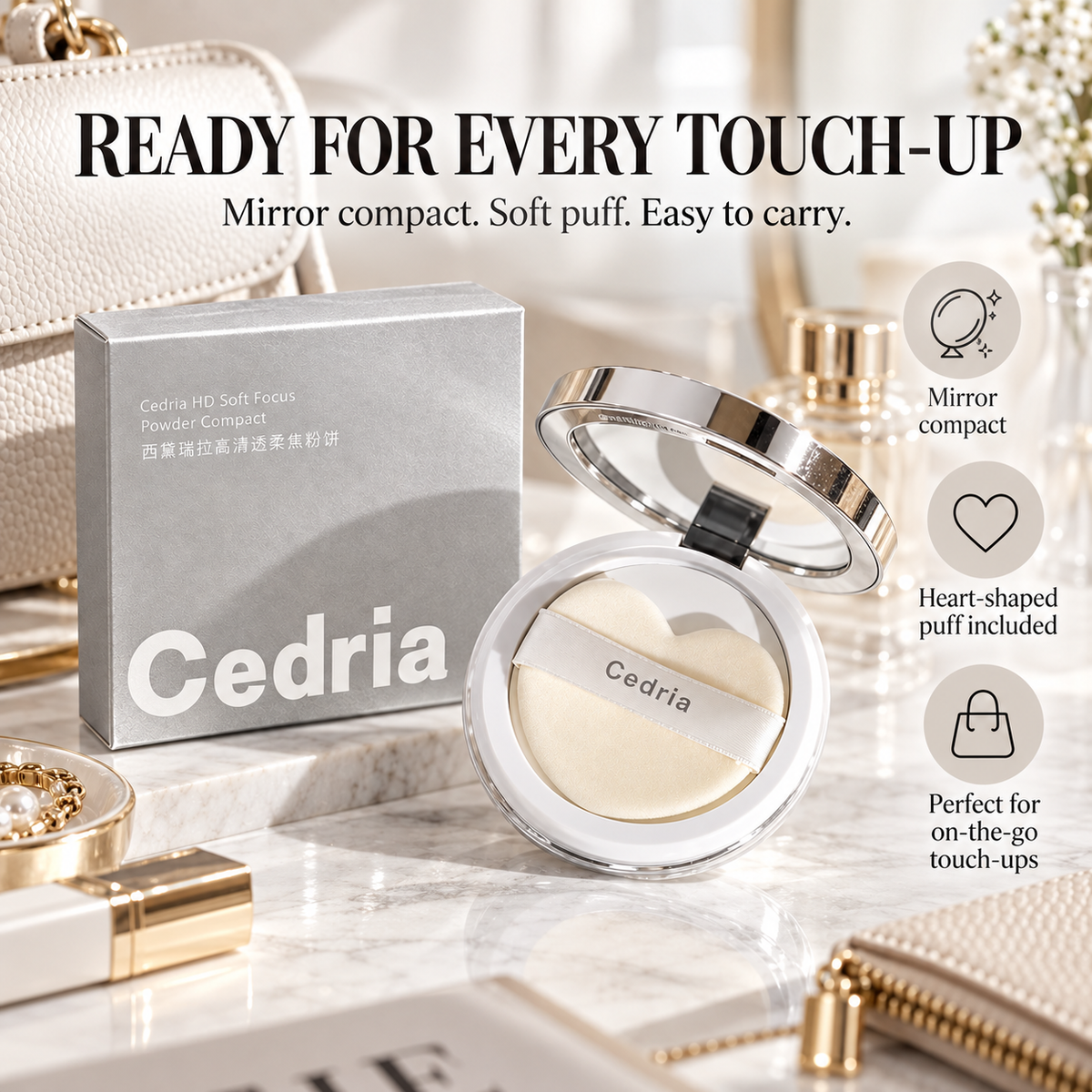 Cedria HD Soft Focus Powder Compact | Lightweight Setting Powder for a Soft-Matte Finish