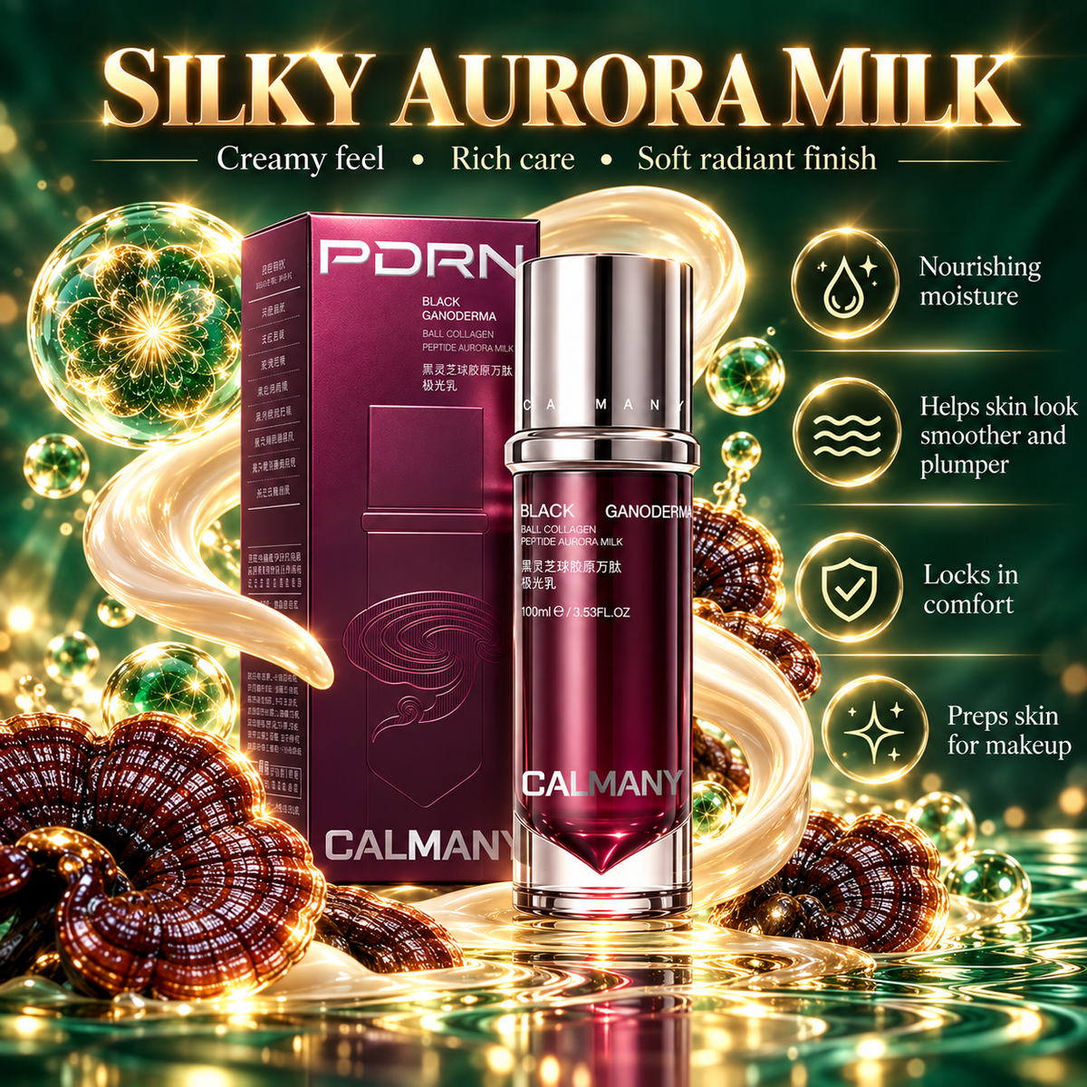 CALMANY Black Ganoderma Collagen Peptide Radiance Emulsion