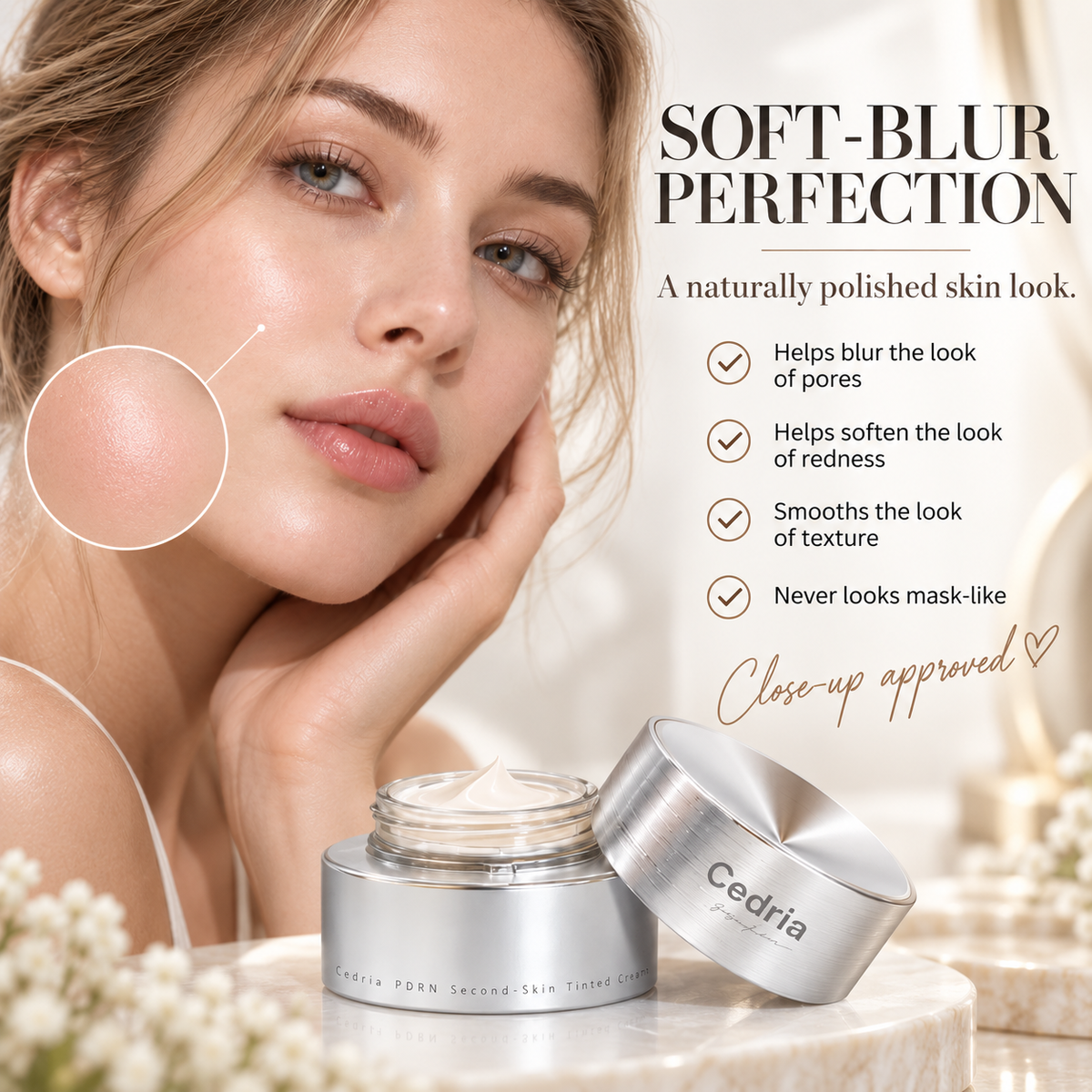 Cedria PDRN Second-Skin Tinted Cream | Soft-Blur Bare Skin Finish
