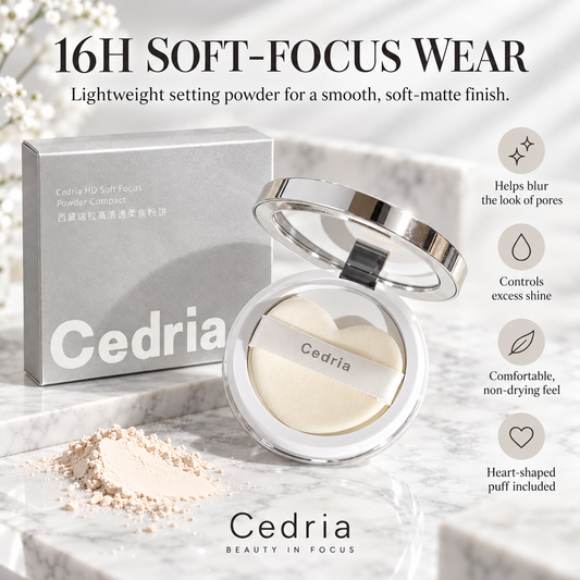 Cedria HD Soft Focus Powder Compact | Lightweight Setting Powder for a Soft-Matte Finish