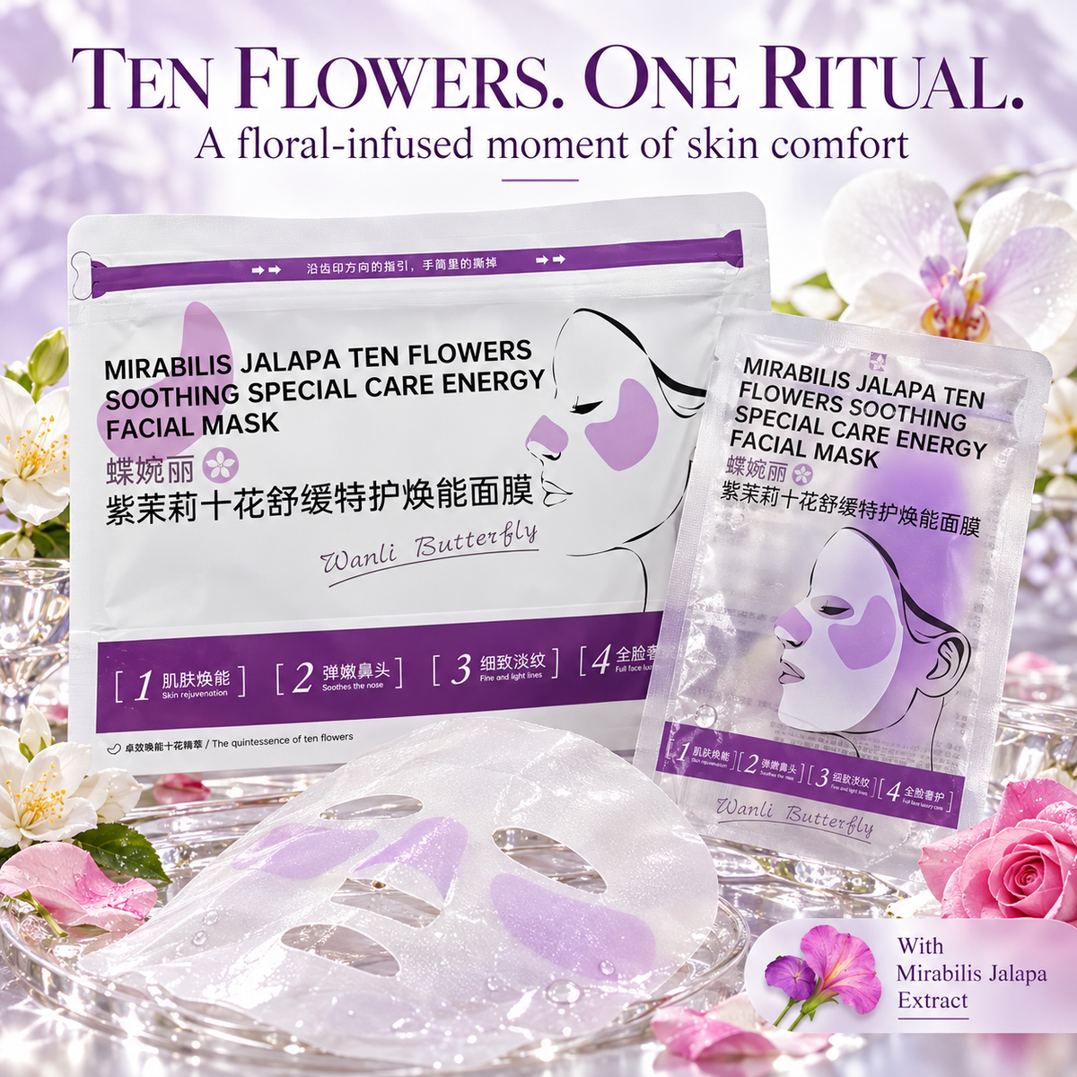 10-Flower Soothing & Hydrating 3-Zone Facial Mask
