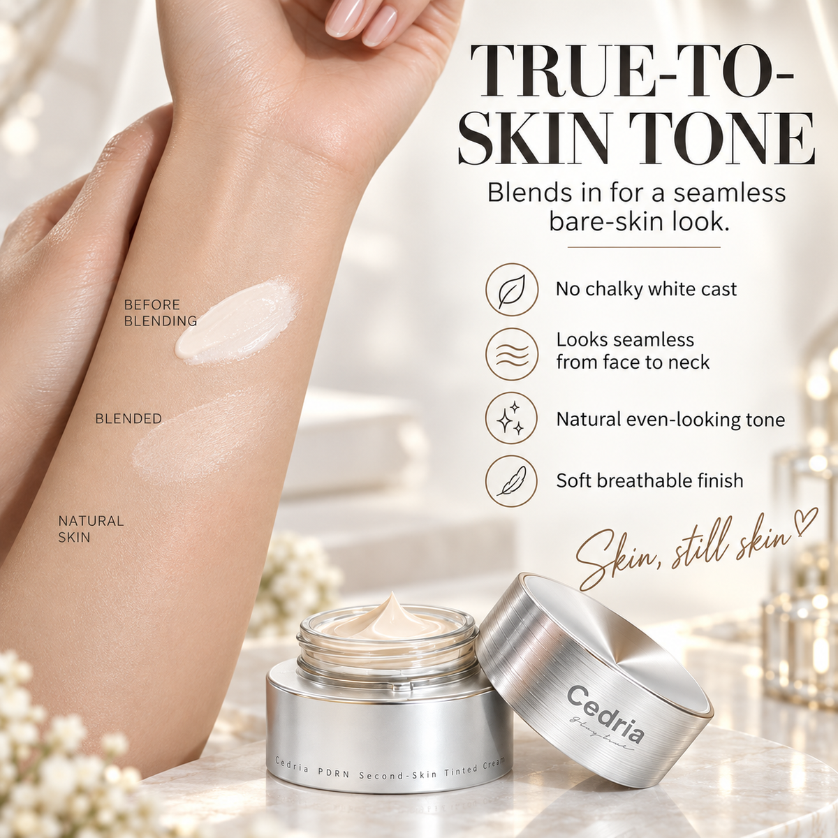 Cedria PDRN Second-Skin Tinted Cream | Soft-Blur Bare Skin Finish