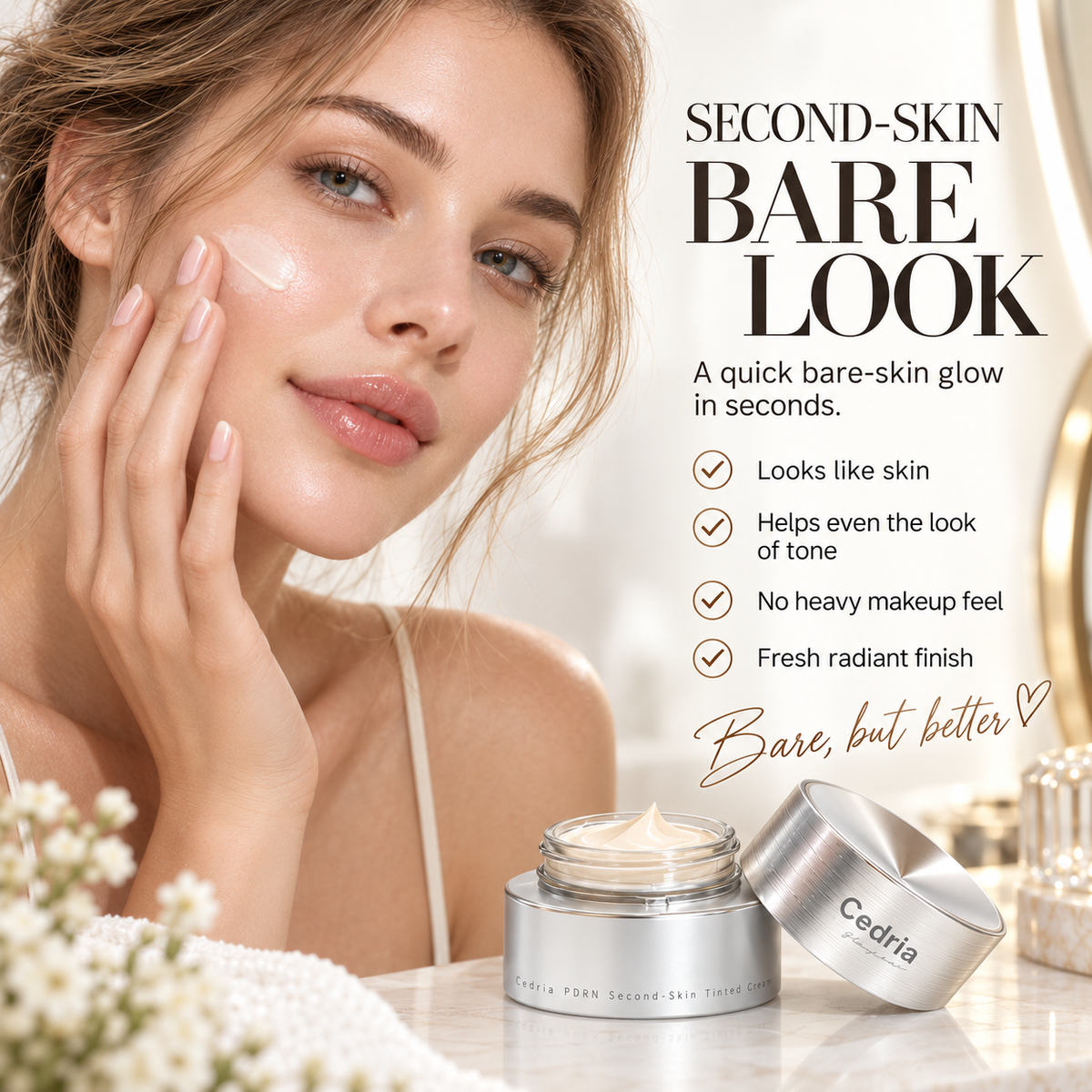 Cedria PDRN Second-Skin Tinted Cream | Soft-Blur Bare Skin Finish