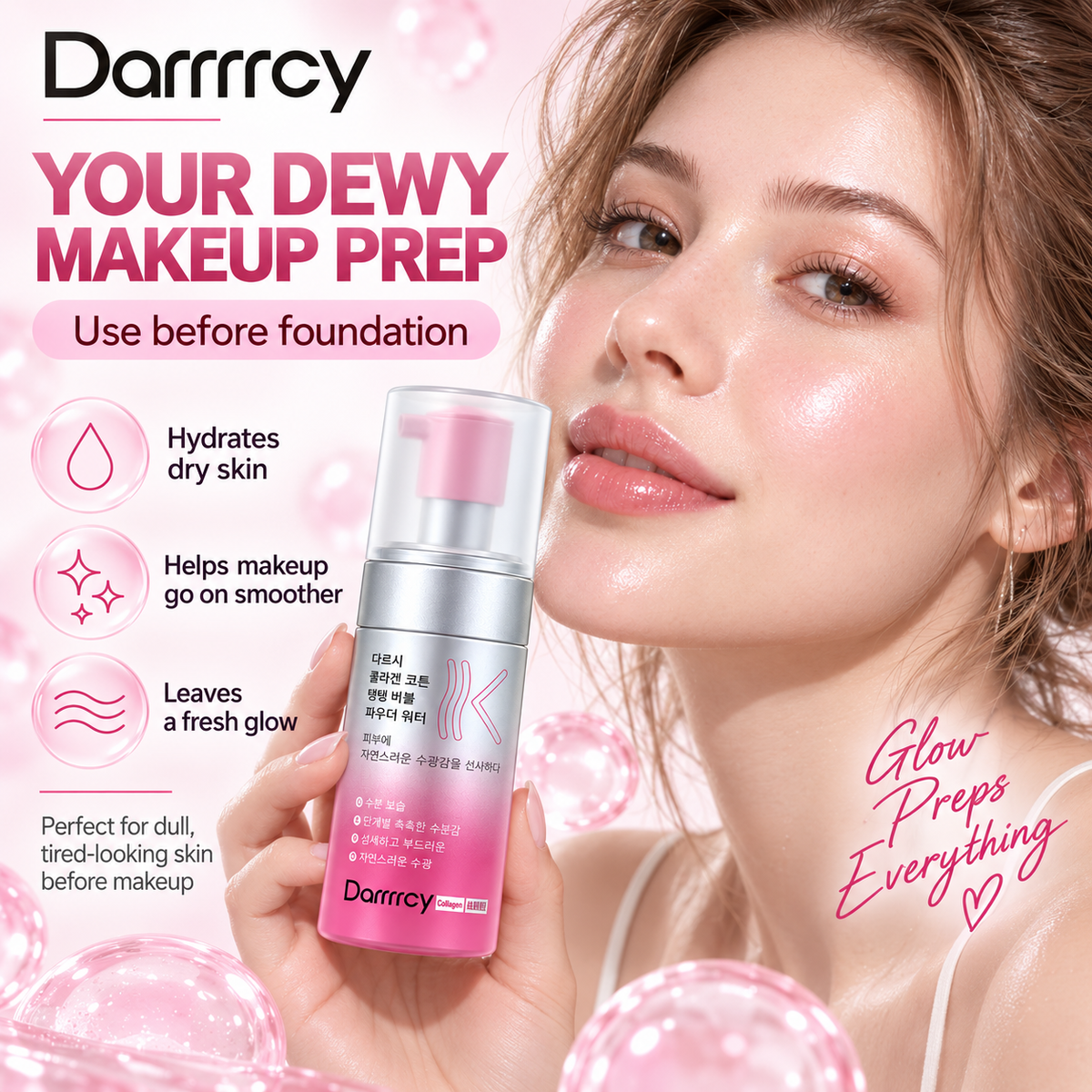 Darrrrcy Collagen Bubble Powder Water – Foam-to-Essence Hydrating Glow Prep