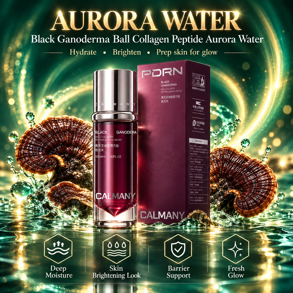 CALMANY Black Ganoderma Collagen Peptide Radiance Emulsion