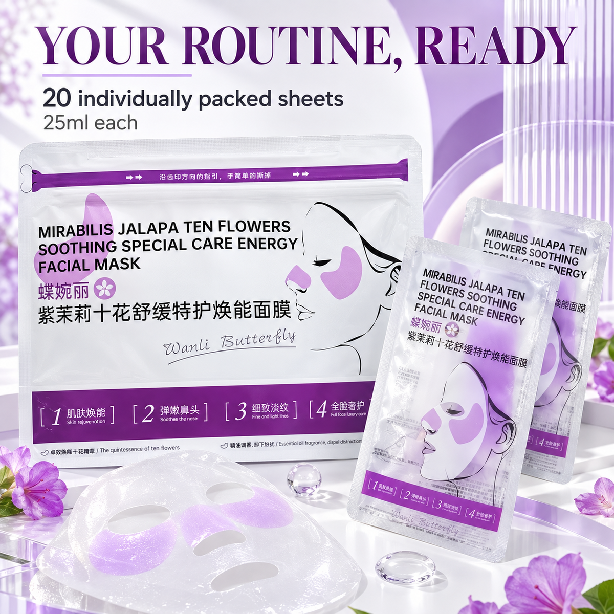 10-Flower Soothing & Hydrating 3-Zone Facial Mask