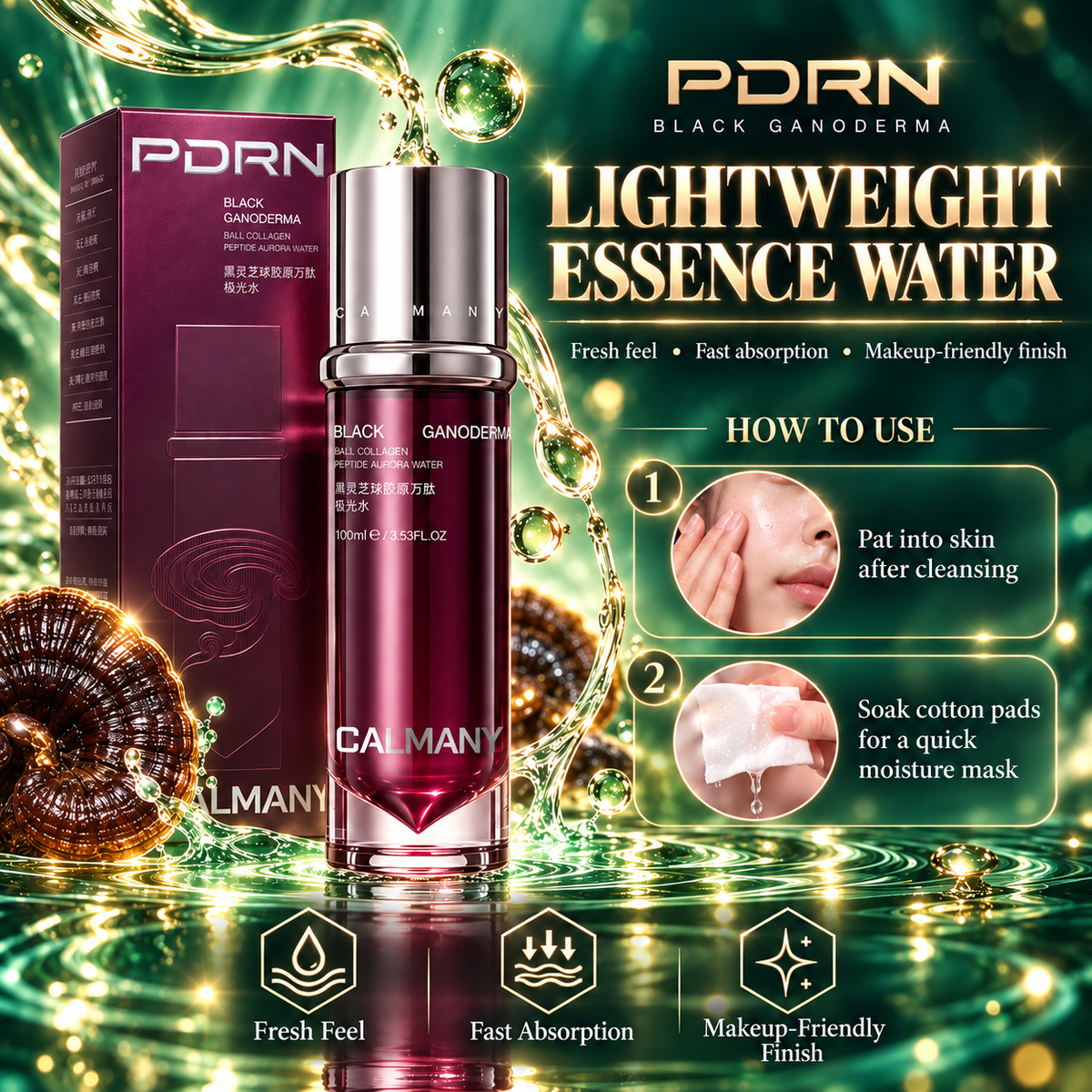 CALMANY Black Ganoderma Collagen Peptide Radiance Emulsion