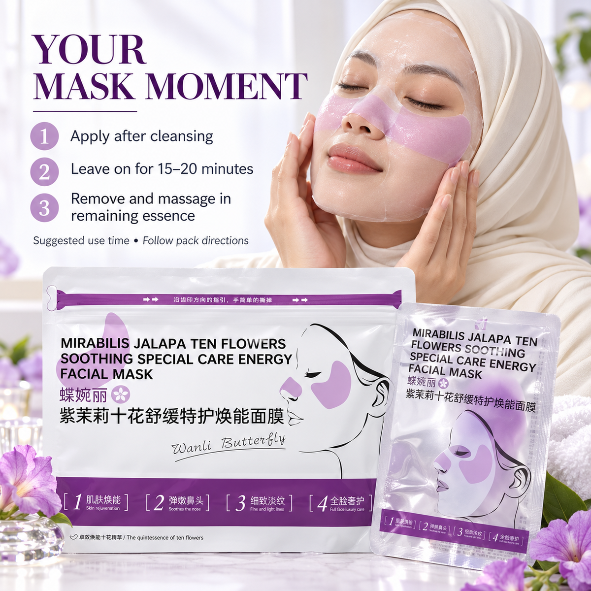 10-Flower Soothing & Hydrating 3-Zone Facial Mask